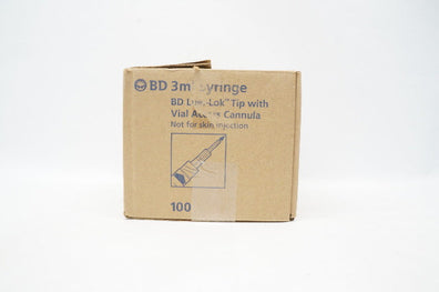 BD 303401 Luer-Lok Tip With Vial Access Cannula 3 ml Syringe - Box of 74